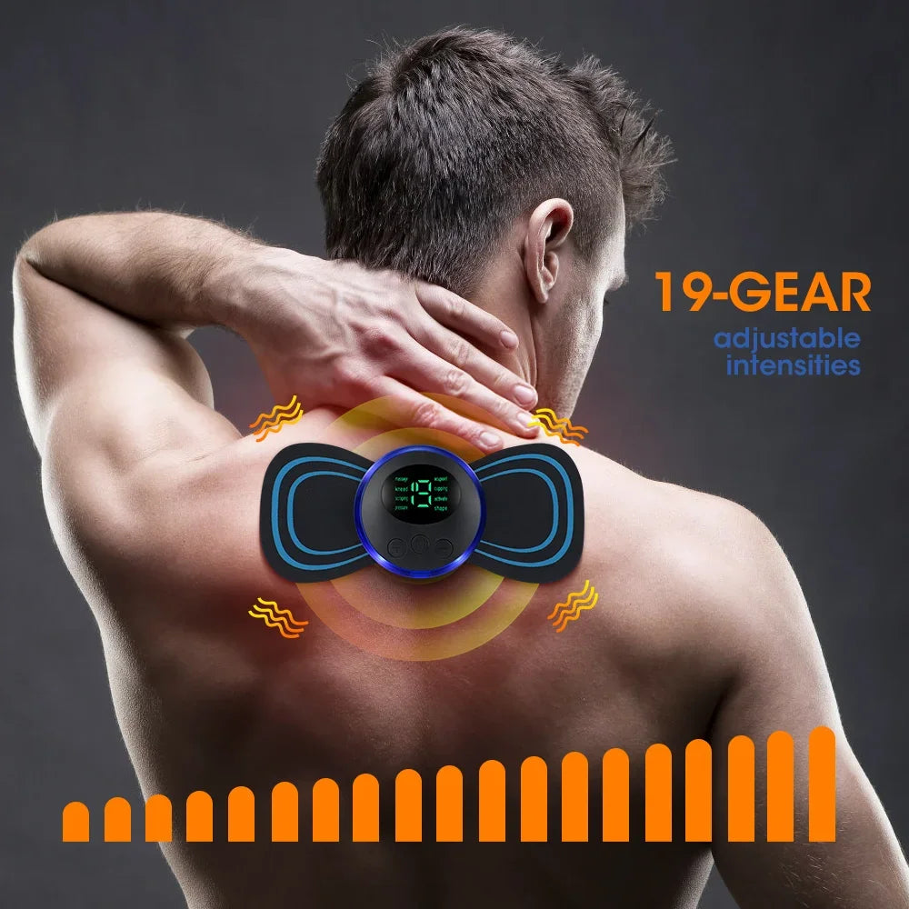 EMS Electric Neck Massager, Muscle Massage Stimulator, Back Cervical, Calf Patches, Joints, Mini Device