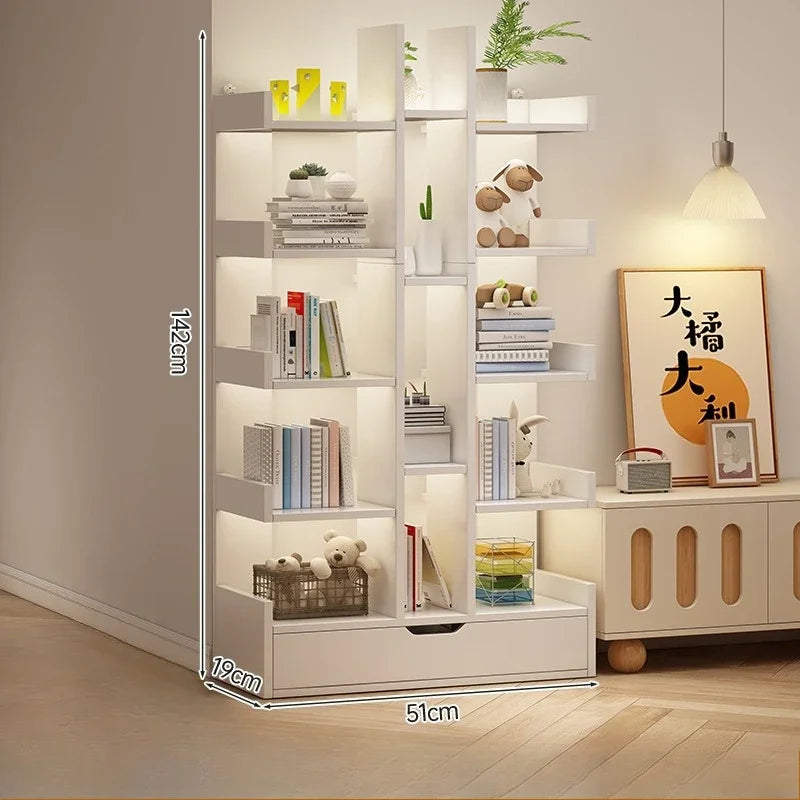 Living Room Or Office Solid Wood Cabinet  Modern Book Shelf Multi-Level