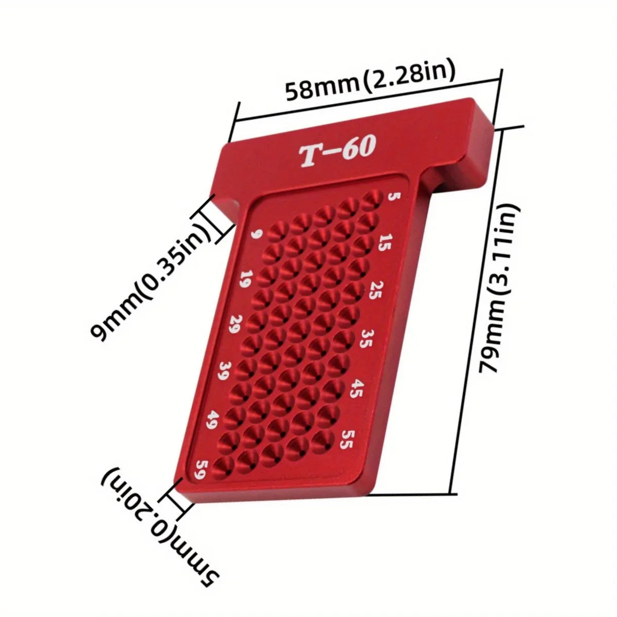 Woodworking scribe Metric, T-Square Hole Pocket Ruler Aluminum