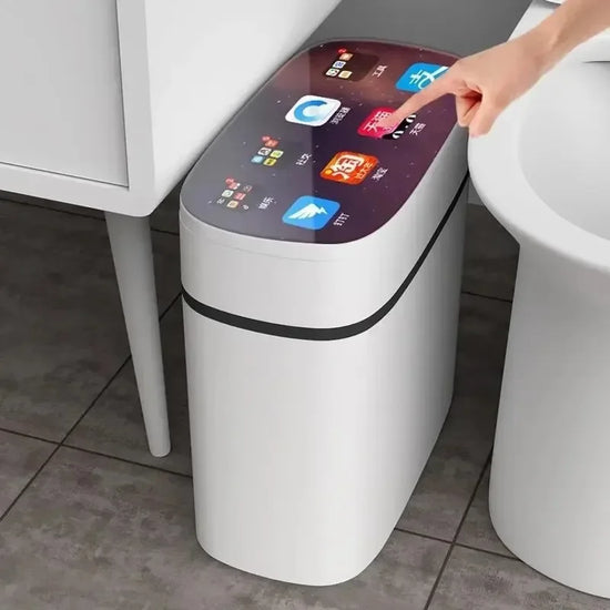 Smart Trash Can for household trash with electric sensor opening lid