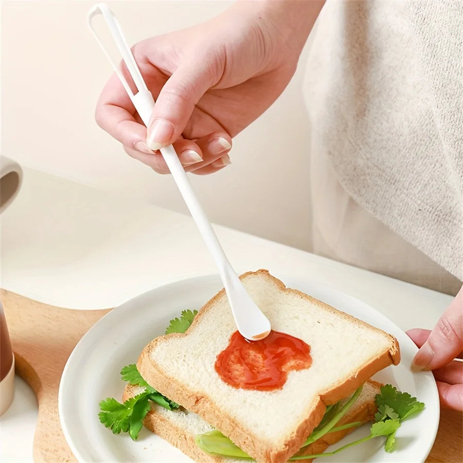 2 Pack Manual Egg Whisks with spoons, Plastic Ergonomic Handle