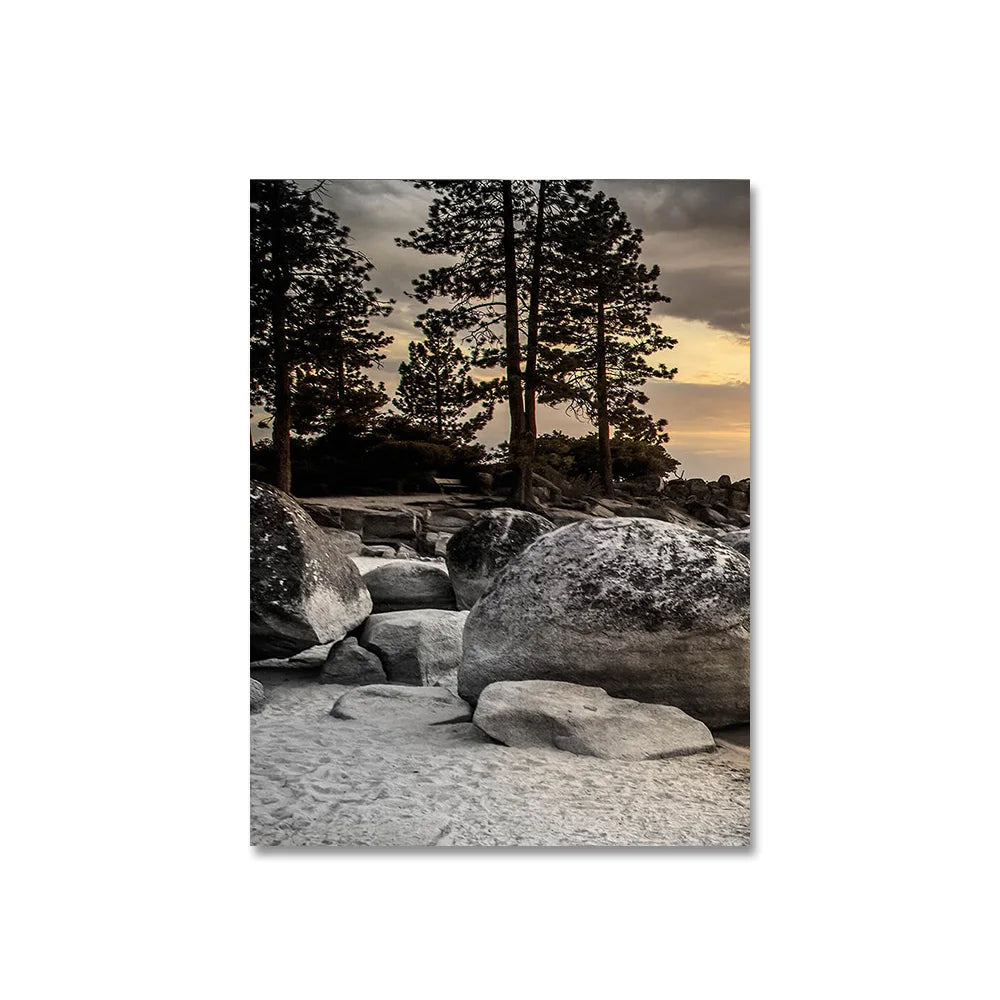 3PCS Frameless Canvas Paintings, Sunset beach, Beautiful Colors