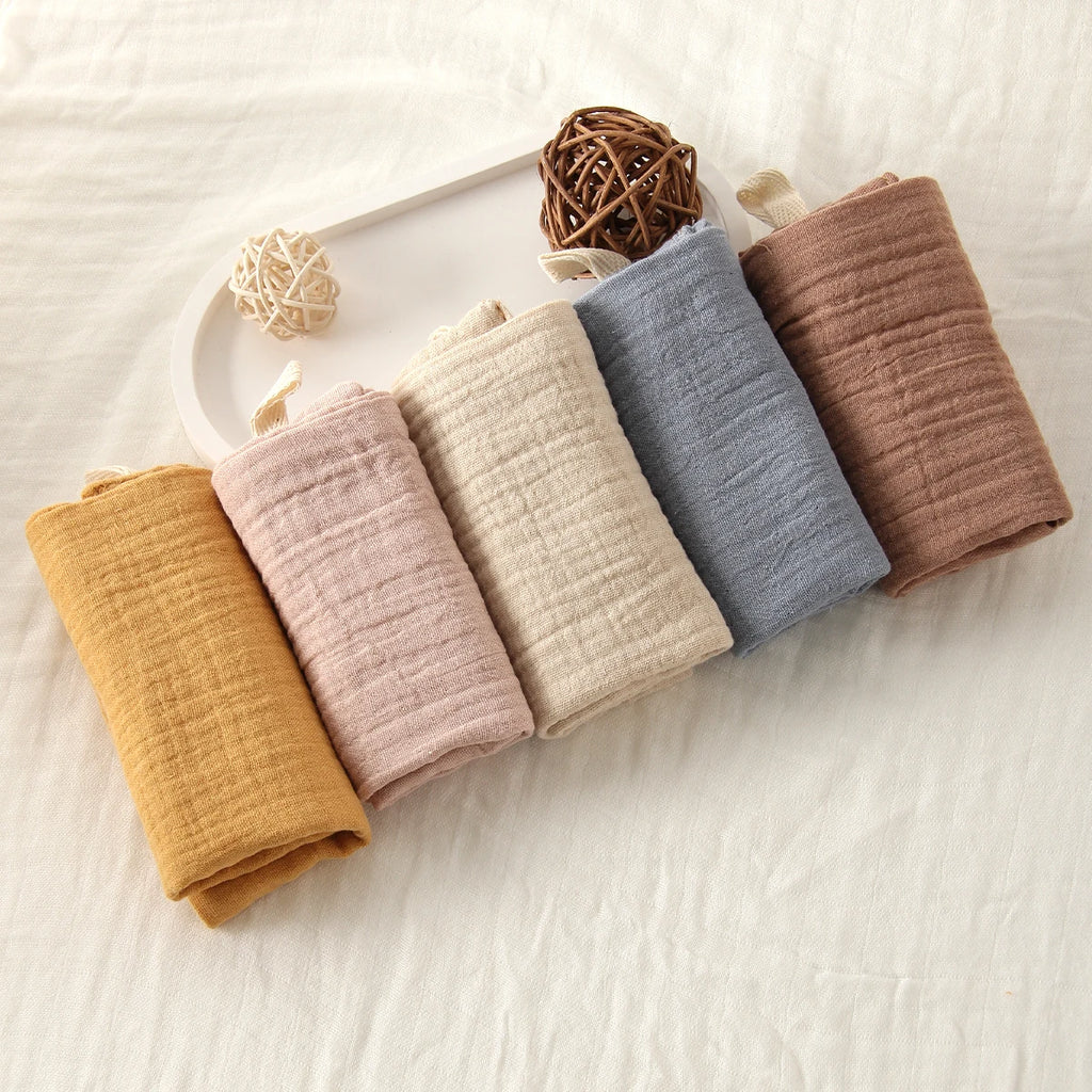 5 Baby Washcloths, Newborn Burp Cloth, Square Towels, 6 Layers Pure Cotton