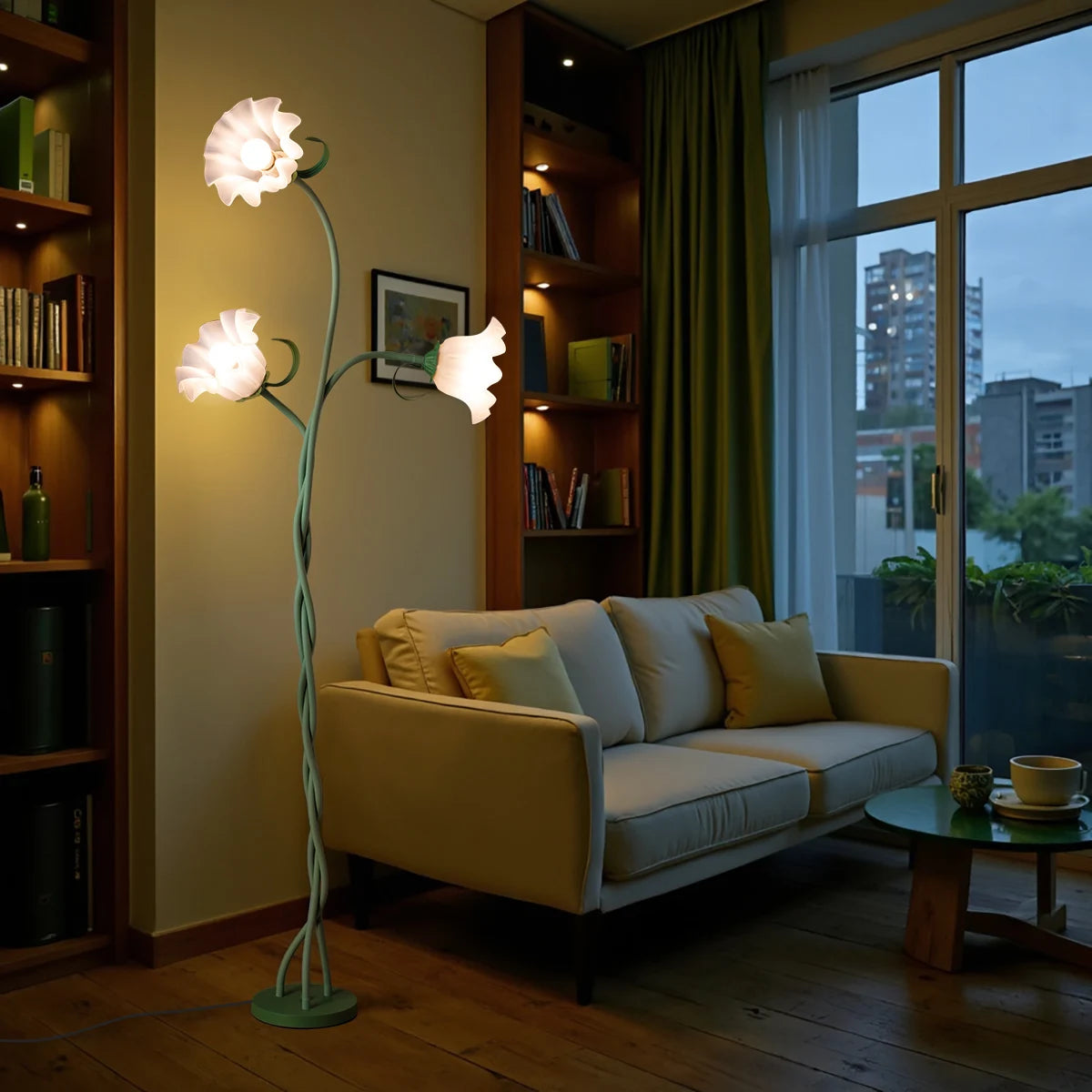 Retro 3-Head Floor Lamp, Dimmable, Flexible neck, Adjustable