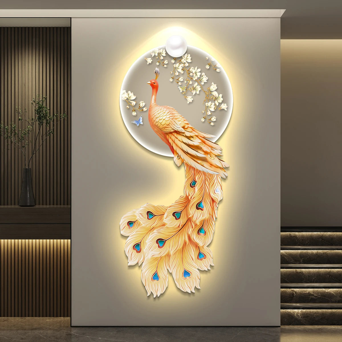 Peacock Decorative Painting LED Lights Hanging Murals
