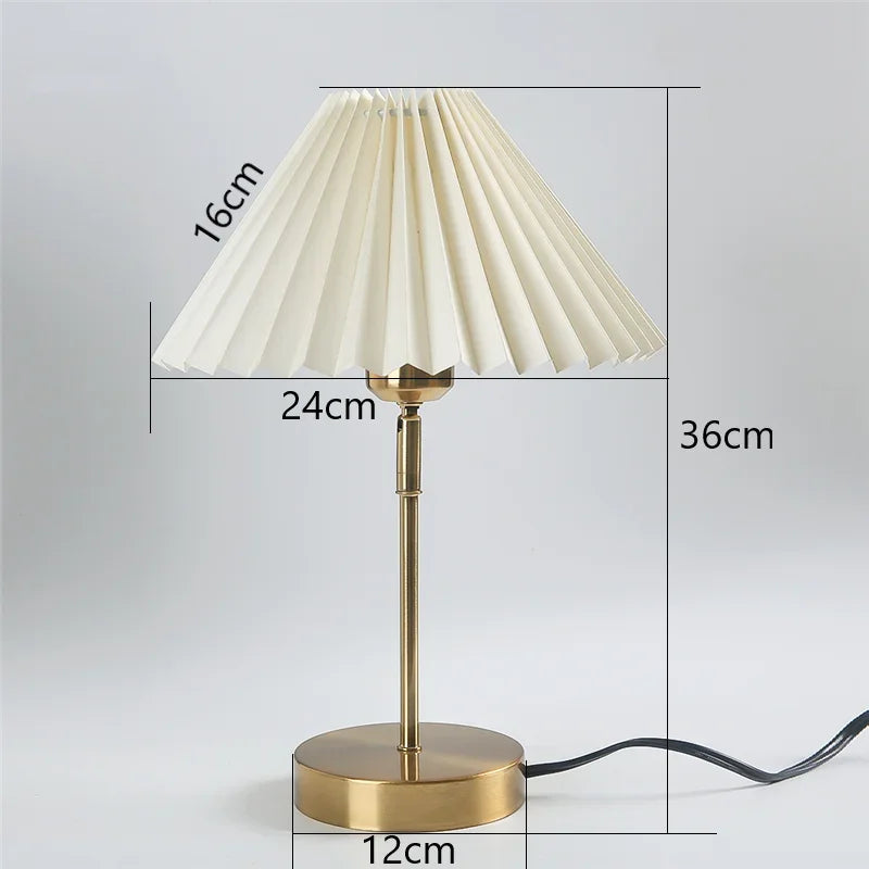 Table Lamp With Pleated Shade, LED
