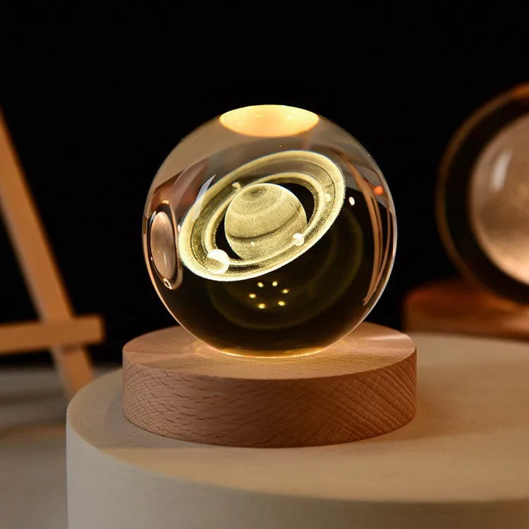 3D Glowing Planetary Crystal Ball Night Light