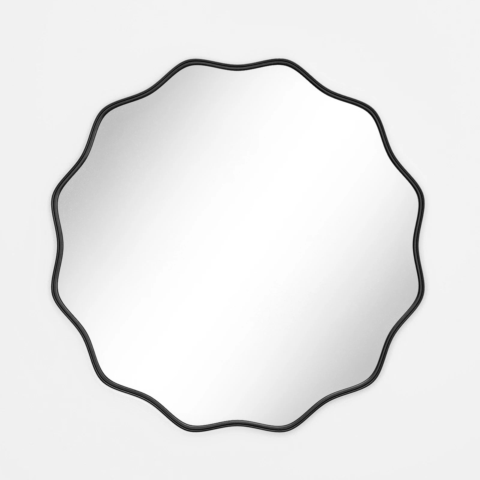 Wavy Round Mirror Decorative Wall Mirror with Deep Frame