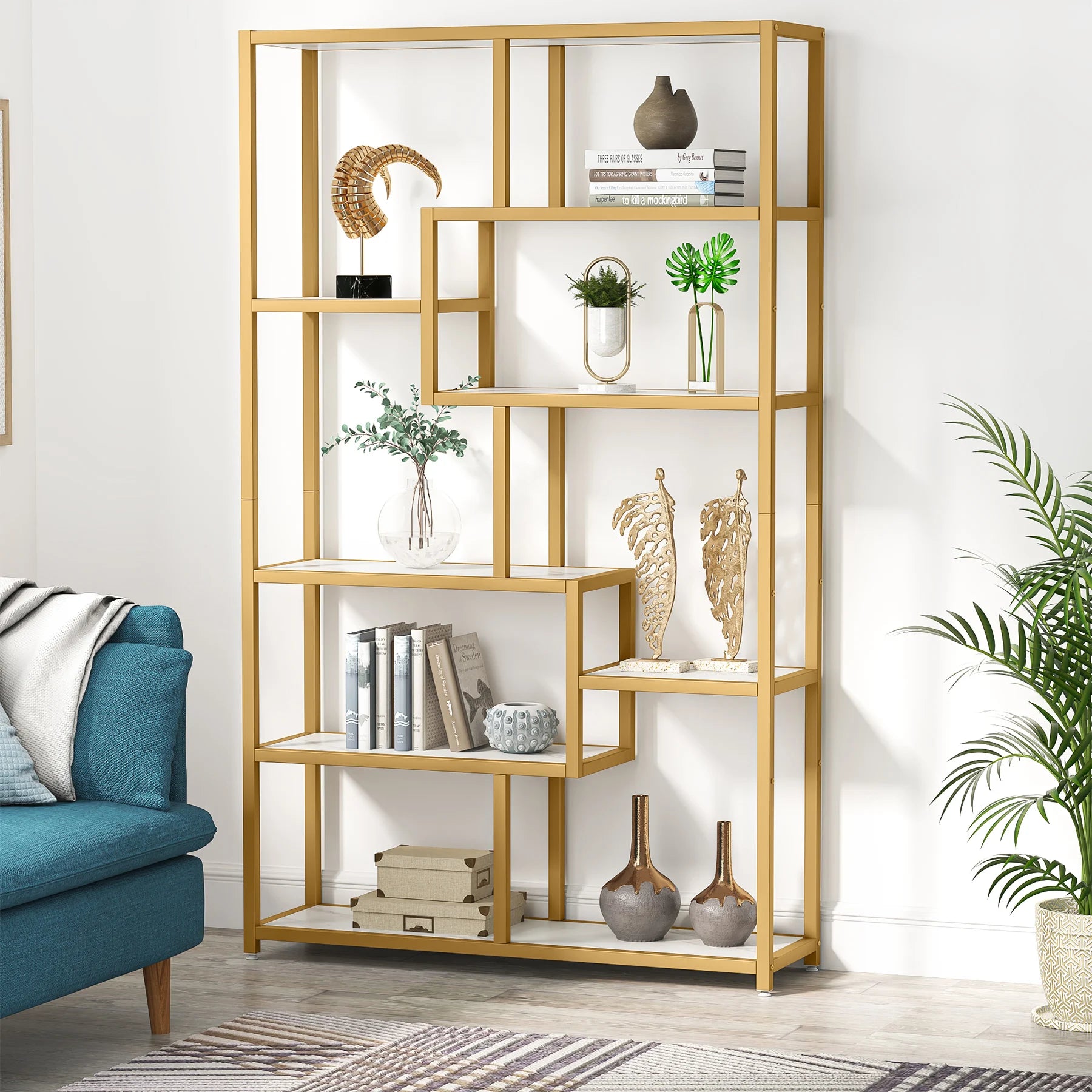 Tribesigns Bookcase, Organizer Display Rack with 8 Open Shelves