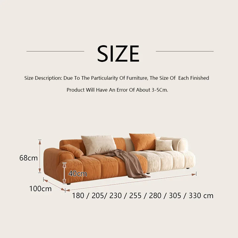 Netflix Cream Style Fabric  Sofa, Small Living Room Simple Tofu Block Sofa