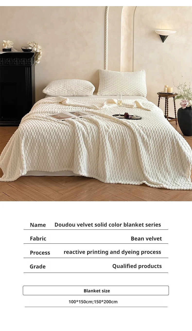 Super Soft Throw Blanket Ivory Premium Silky Flannel Fleece 3D Clouds All Season Use