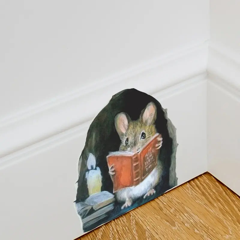 3Pc Realistic Reading Mouse Hole Sticker for Stairs  And Corners