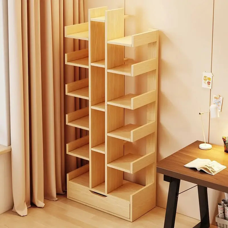Living Room Or Office Solid Wood Cabinet  Modern Book Shelf Multi-Level