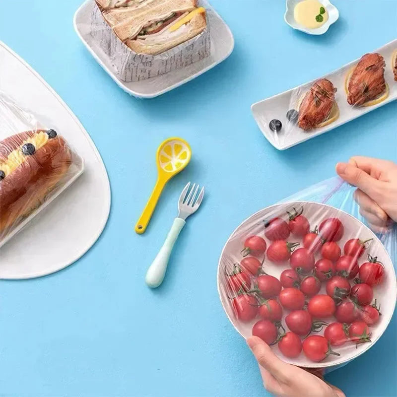 Elastic Food Covers 100Pcs, Plastic Bowl Lids, Seals in Freshness.