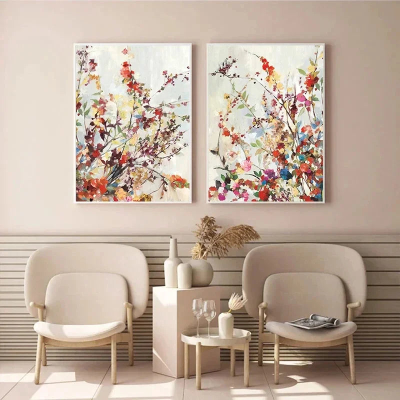 Abstract Flower Wall Art Splash Of Color Canvas Painting