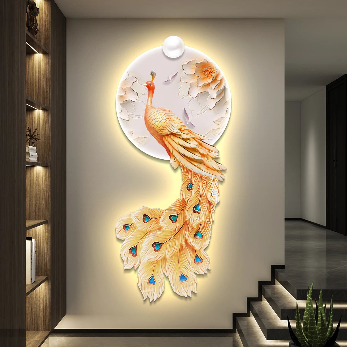 Peacock Decorative Painting LED Lights Hanging Murals