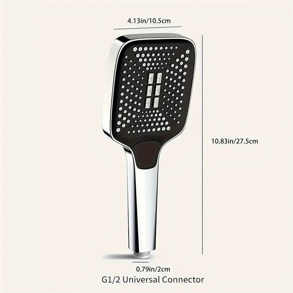 Adjustable Shower Head. 3 Modes: Pulse, Rain, and Mix.  Water Saving