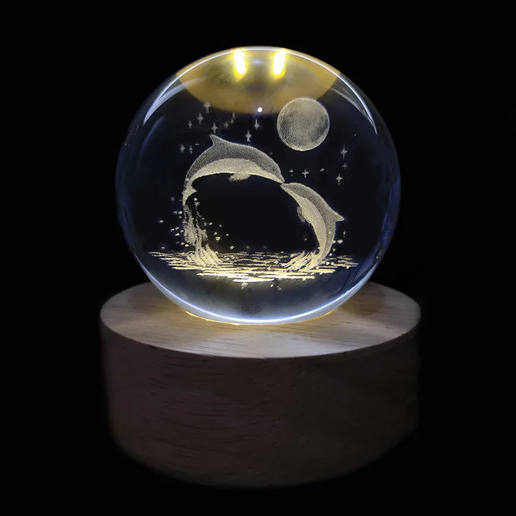 3D Glowing Planetary Crystal Ball Night Light