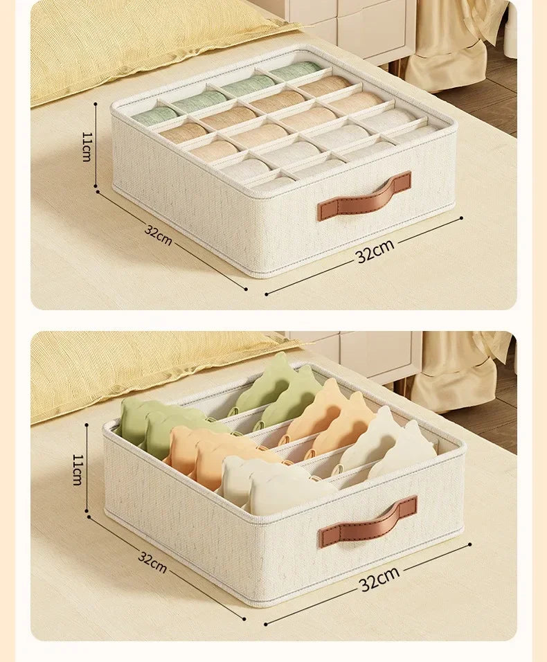 1-5Pcs Fabric Drawer Organizers For Underwear, Socks, Bras. Closet Storage Box with Dividers