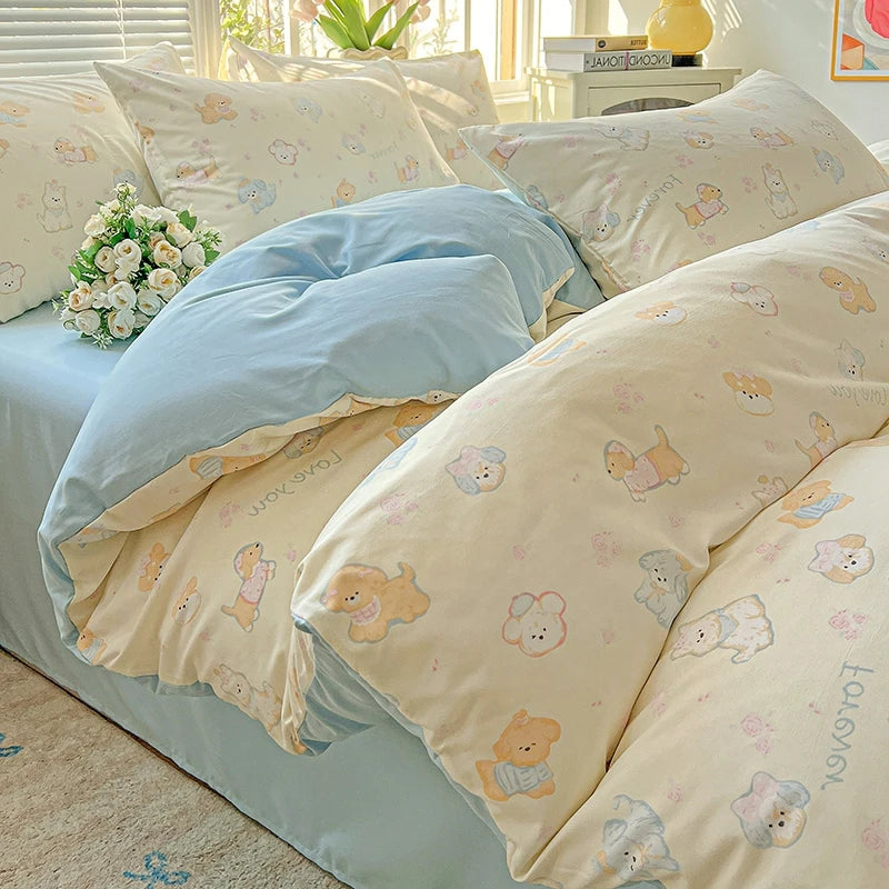 Washed Cotton Double Yarn Single Quilt Cover Korean Version Duvet Skin Friendly Bedding