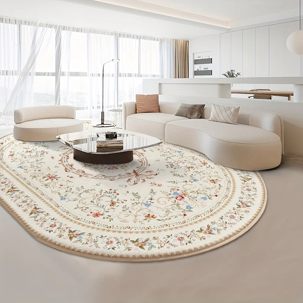 Velvet 850 Gram/Sq Meter Floral Design, Washable Area Rug