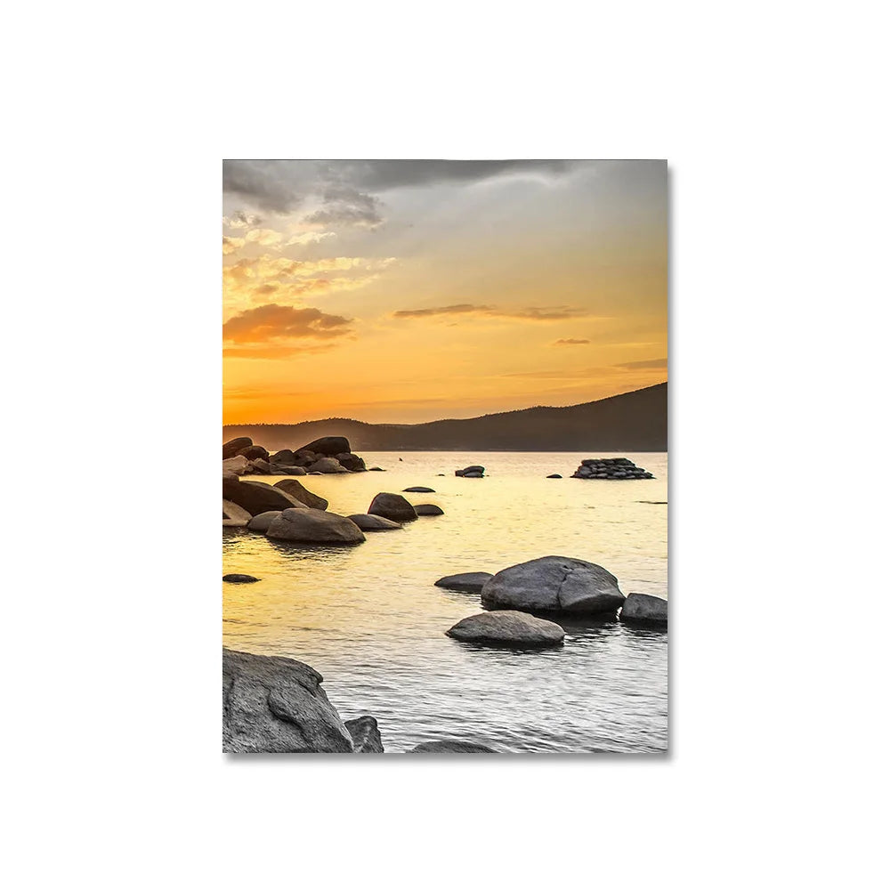 3PCS Frameless Canvas Paintings, Sunset beach, Beautiful Colors