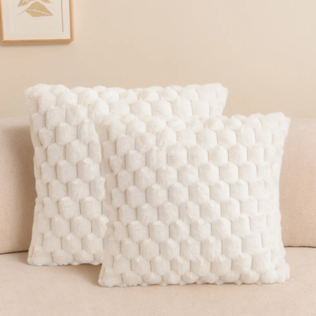 Pack Of Two Artificial Plush Fur. Decorative Throw Pillows. No Pillow Core
 ﻿