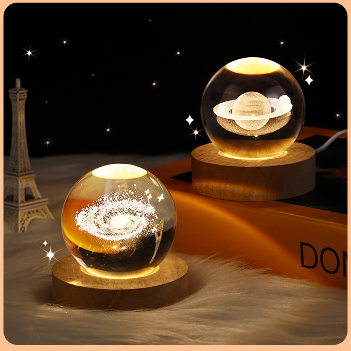 3D Glowing Planetary Crystal Ball Night Light