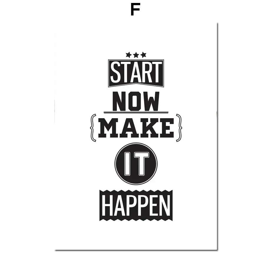Print Black on White Canvas Painting Motivational Inspiring Quotes