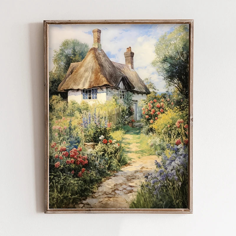 Vintage Style County Cottage Rose Flowers and Ivy, Many to choose From Canvas