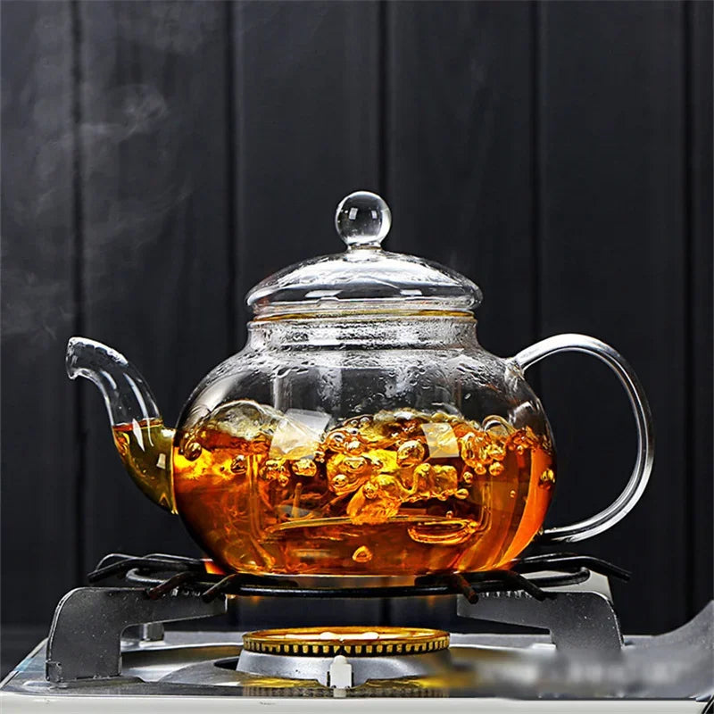Teapot 400ml/1000ml Heat-Resistant Thickened Glass Pretty