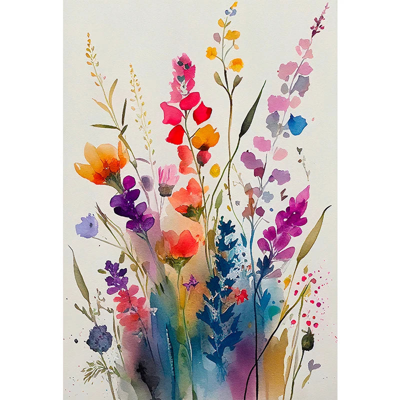 Watercolor Wildflowers Prints On Canvas Joyous Colors