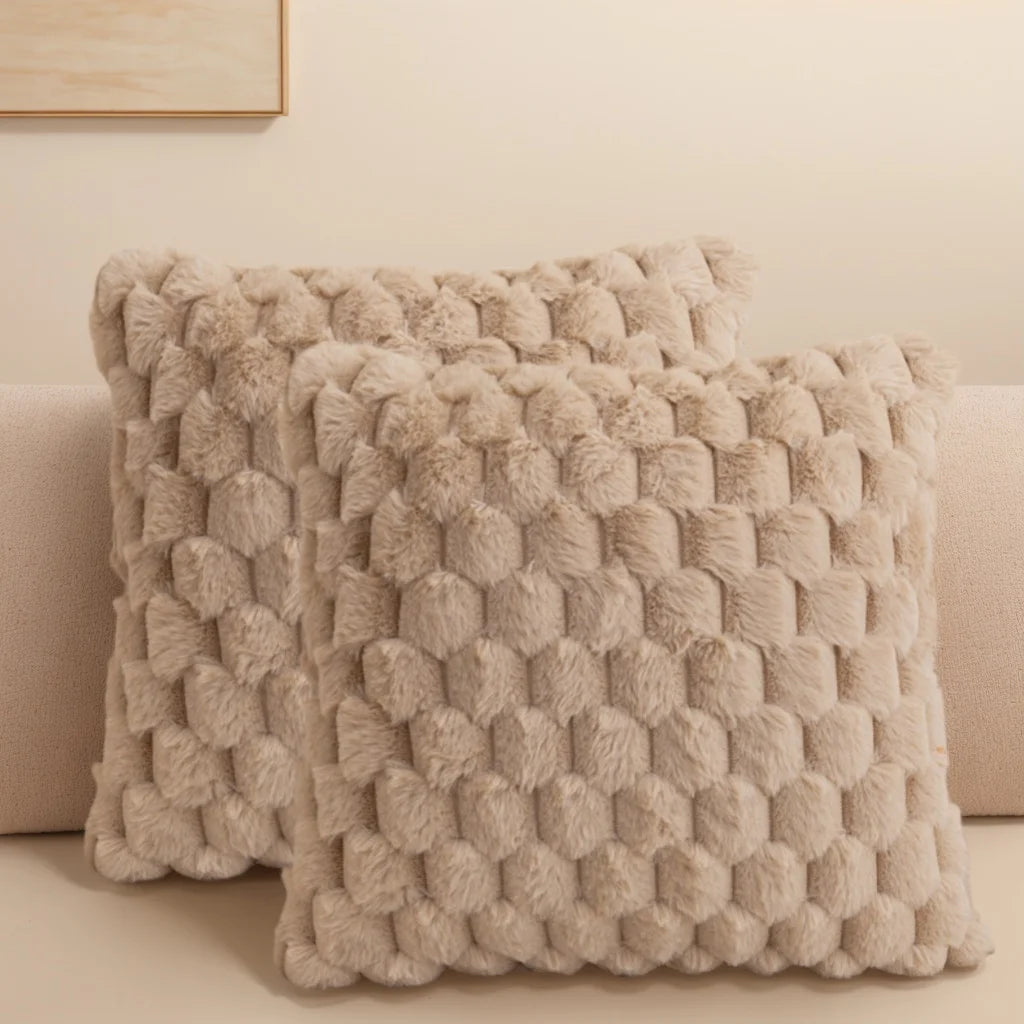 Pack Of Two Artificial Plush Fur. Decorative Throw Pillows. No Pillow Core
 ﻿