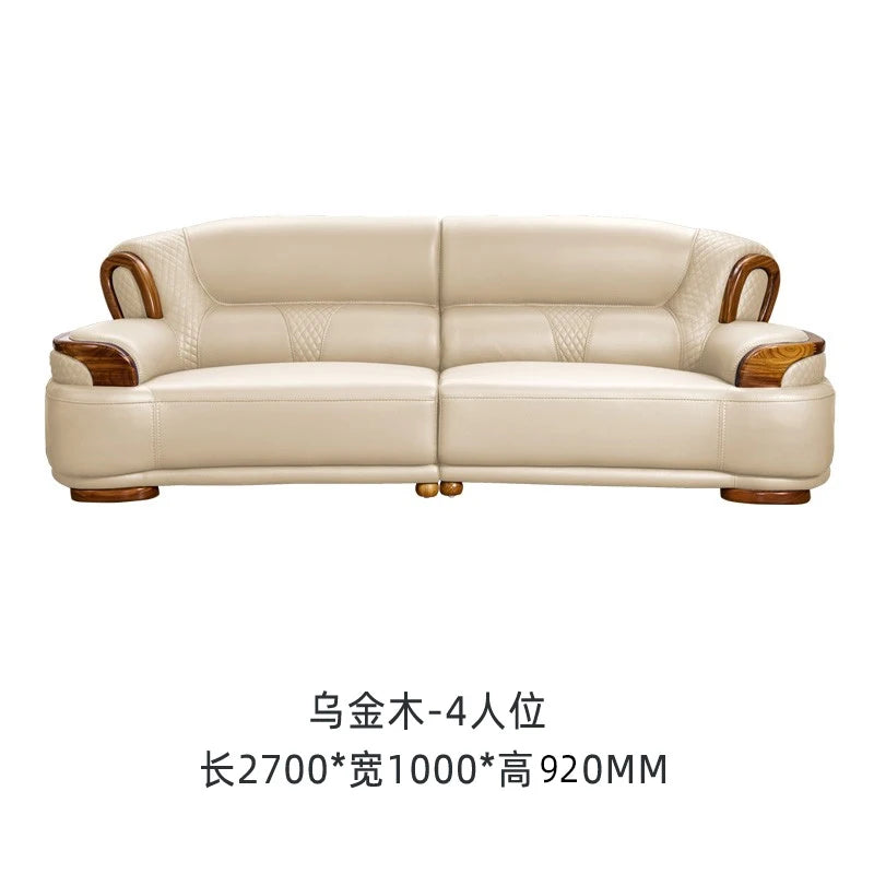Luxury Living Room Furniture, Leather and Wood, Sold by Individual Pieces