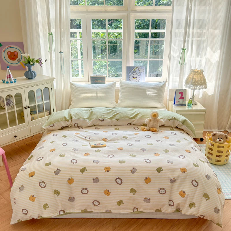 Floral Printed Duvet Cover 1Piece- 100% Cotton Luxury Bedding, Pre-Washed for Softness, Zipper Closure