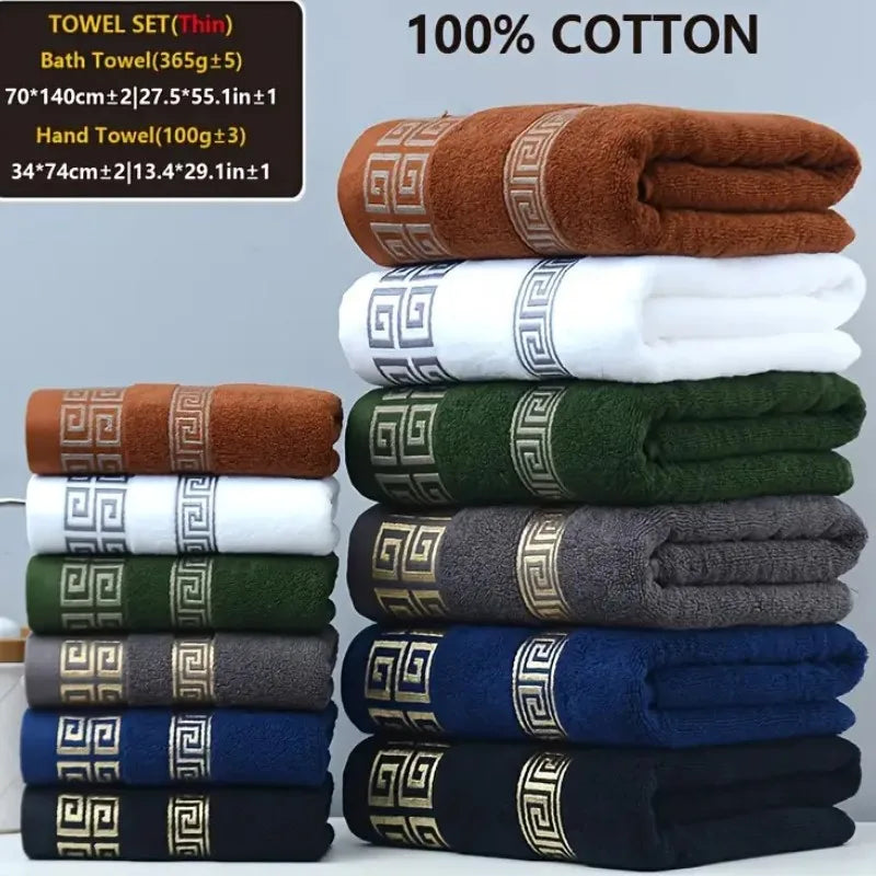 1/4/6pcs Black Cotton Towels, Embroidered Hotel Quality Bath Towels, Thicken Face Towels