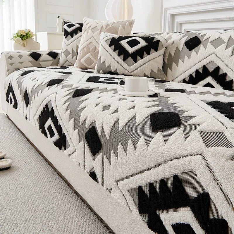 1PC Sofa Cover, Thicken Plush Comfortable Sofa Towel For Couch, Non-slip Anti Cat Protection