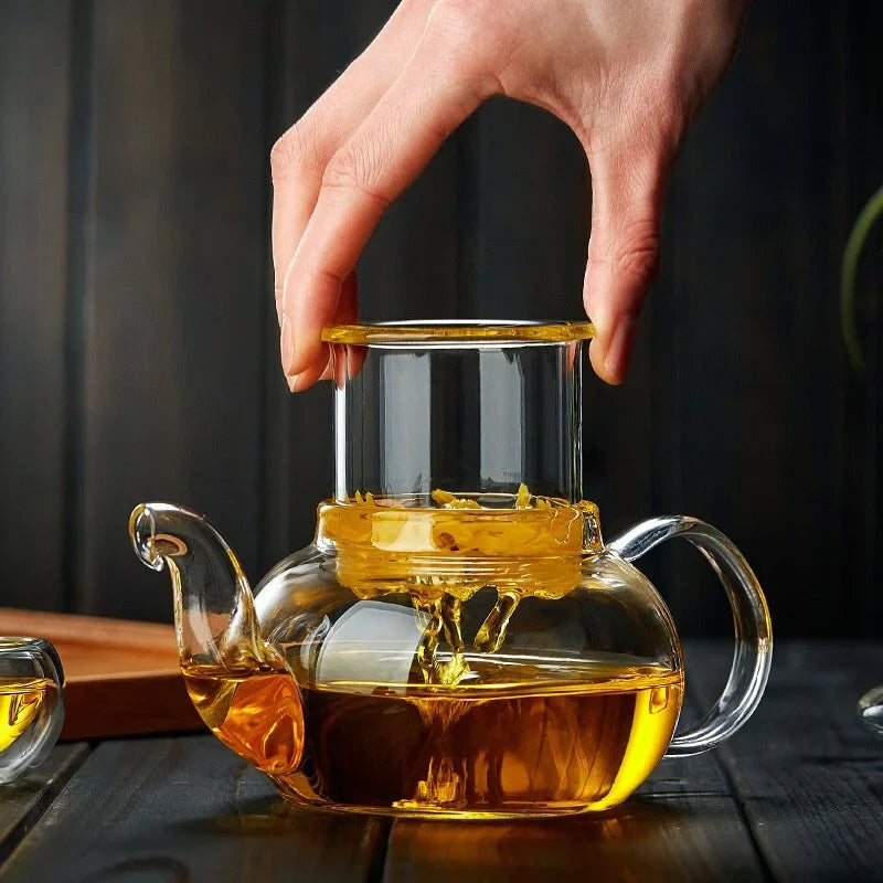 Teapot 400ml/1000ml Heat-Resistant Thickened Glass Pretty