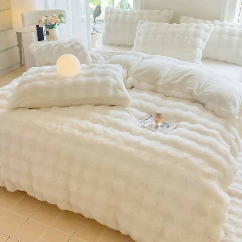 Bonenjoy 1pc Plush Duvet Cover Warm Quilts Cover Soft Bedding Solid Color Comforter Covers (No Pillowcase)