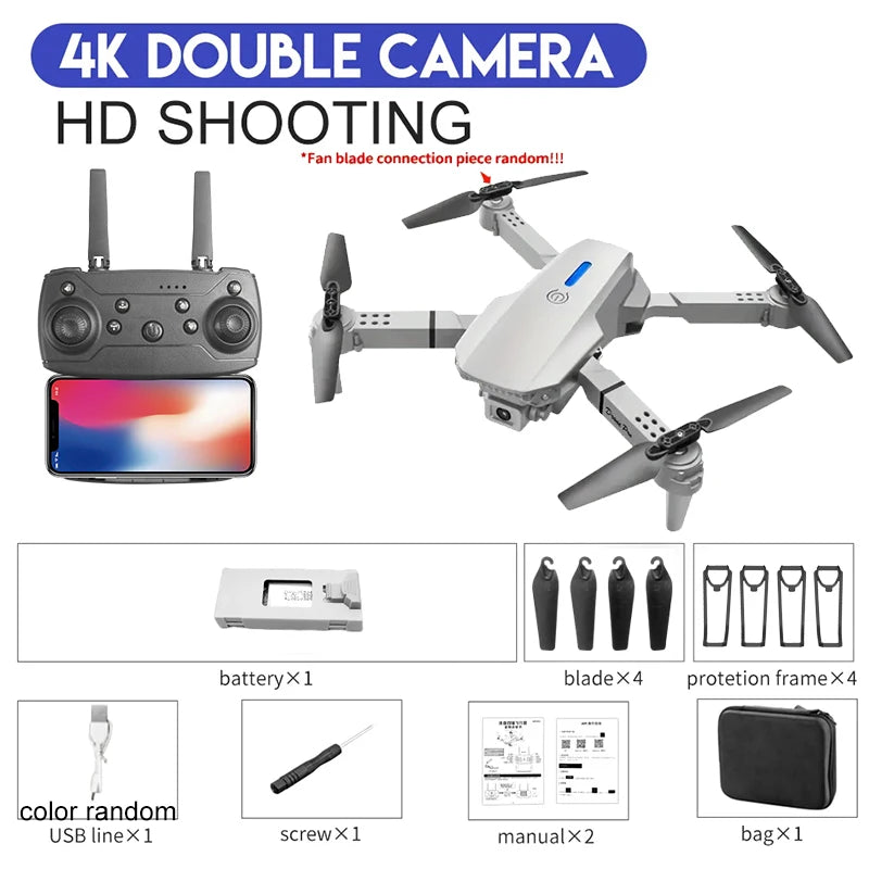 2024 E88Pro RC Drone 4K Professional with 1080p Wide Angle HD Camera Foldable Helicopter WIFI