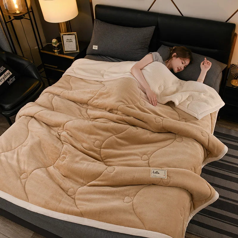Throw Blanket, Warm Winter Bed Blanket For Camping ,Double Bed Cover, Bedspread on The Bed,  Soft Breathable, Cozy Cover Solid