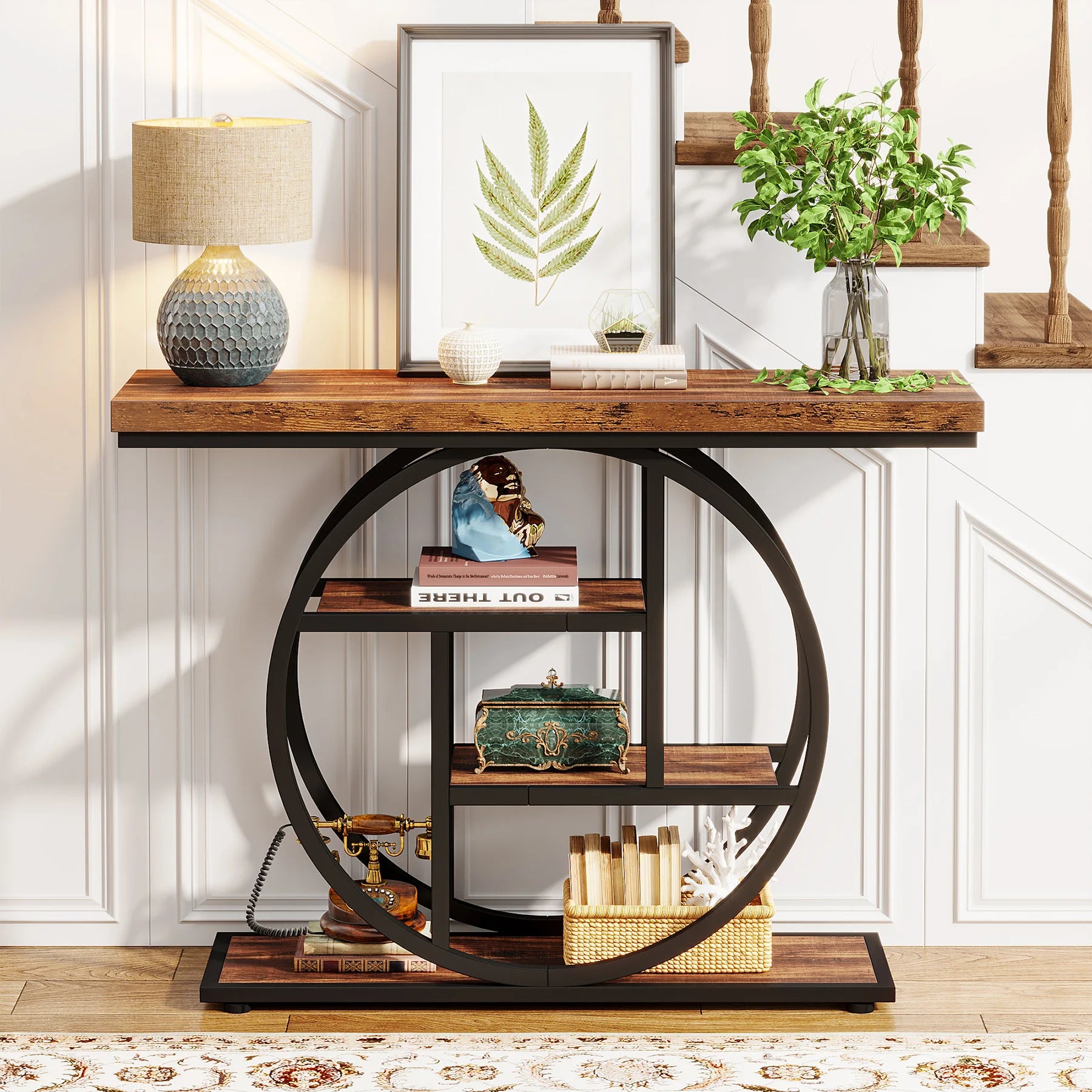 Console Table, 4-Tier Entryway Table, 41.3 Inch Industrial Sofa Table