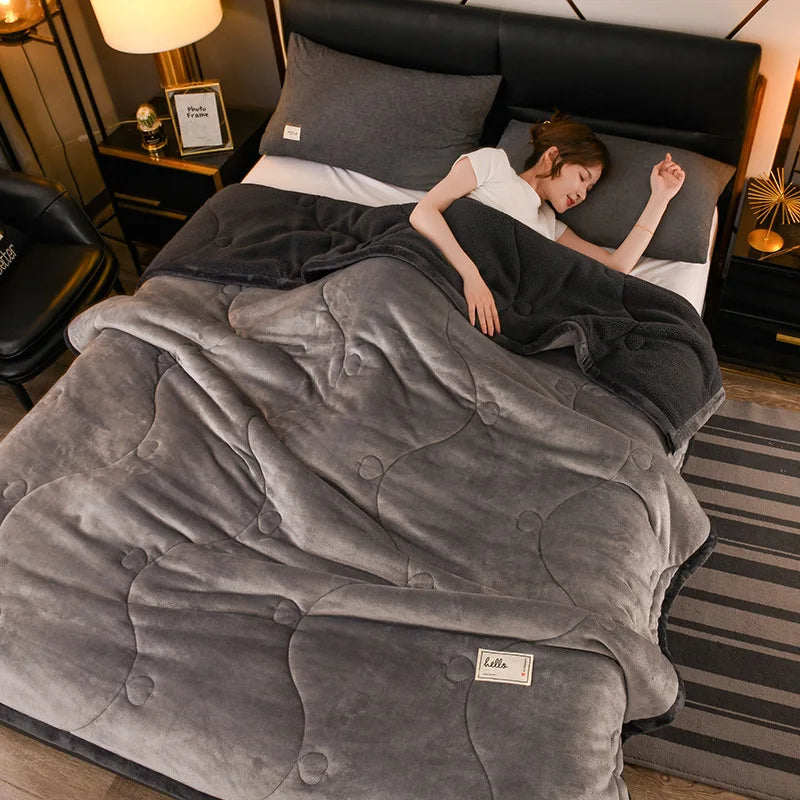 Throw Blanket, Warm Winter Bed Blanket For Camping ,Double Bed Cover, Bedspread on The Bed,  Soft Breathable, Cozy Cover Solid