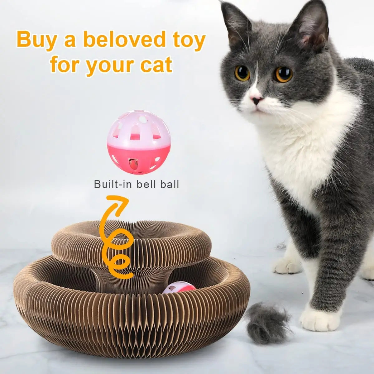 Magic Cat Scratch Organ Board Cat Toy with Ball  Cat Climbing Frame Round Corrugated Cat Scratching Toy