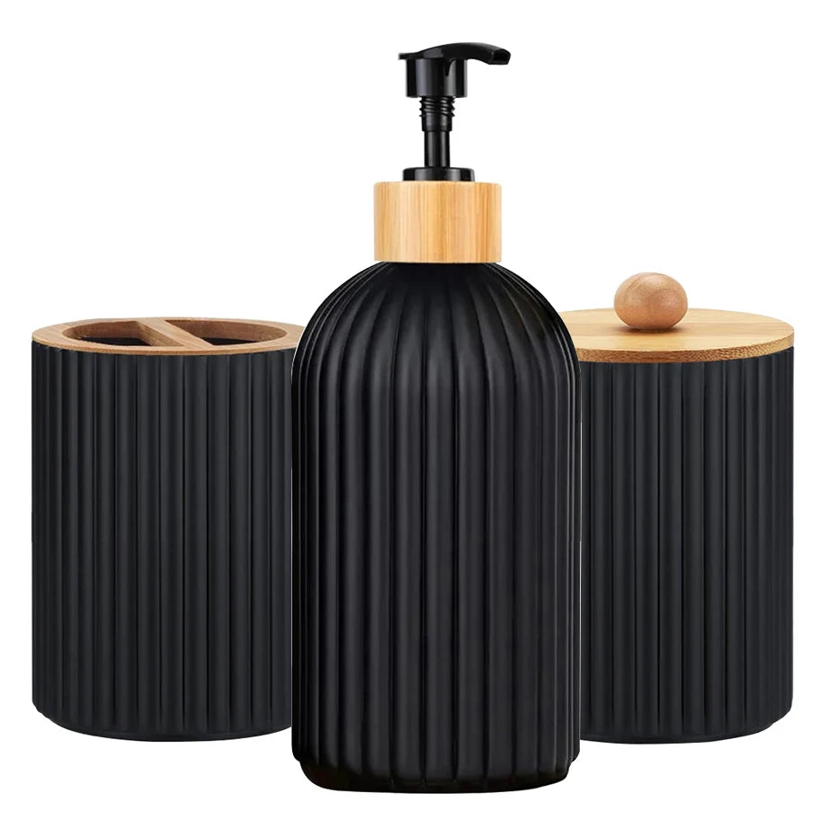 Bathroom Counter Hand Soap Dispenser, Cotton Ball Storage Box, Toothbrush Holder