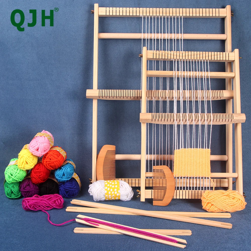 QJH Wooden Multi-Craft Weaving Loom. 19.6"x15.3" W Warp Frame Loom Heddle Bar Included.