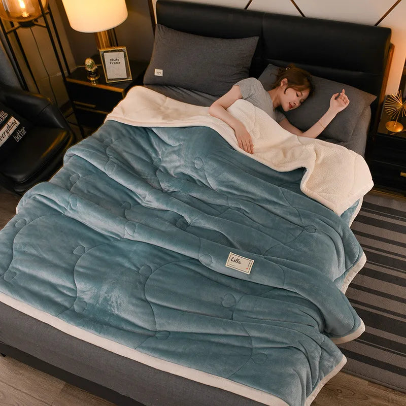 Throw Blanket, Warm Winter Bed Blanket For Camping ,Double Bed Cover, Bedspread on The Bed,  Soft Breathable, Cozy Cover Solid