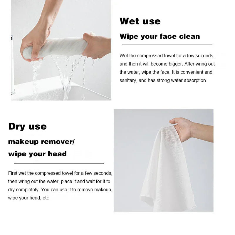 10PCS Set Compressed Towel Travel Quick Dry Wash Cloth Washable