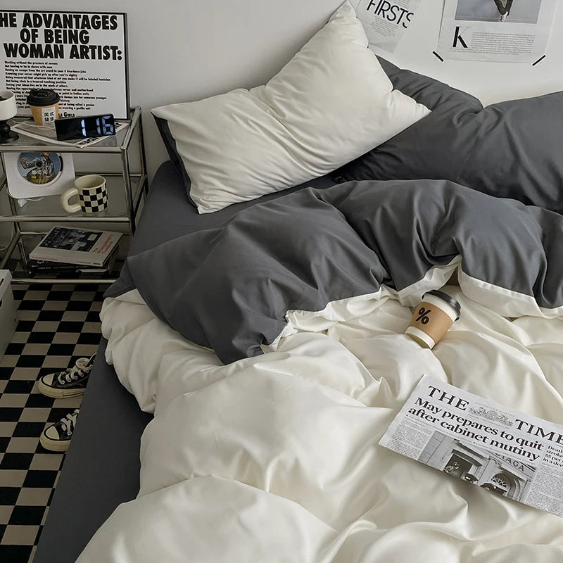 3-Piece Double 2 Color Duvet Cove + Pillowcase, Soft Breathable, Without Core