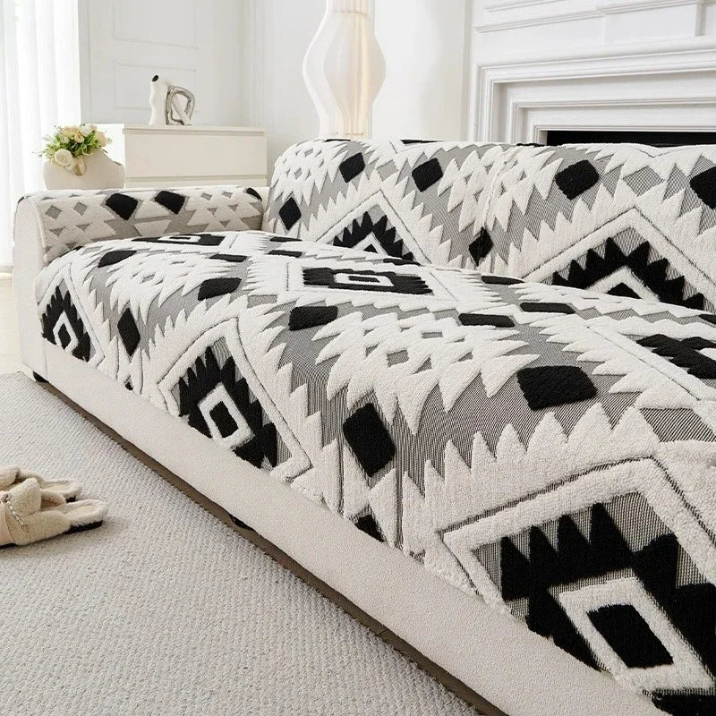 1PC Sofa Cover, Thicken Plush Comfortable Sofa Towel For Couch, Non-slip Anti Cat Protection